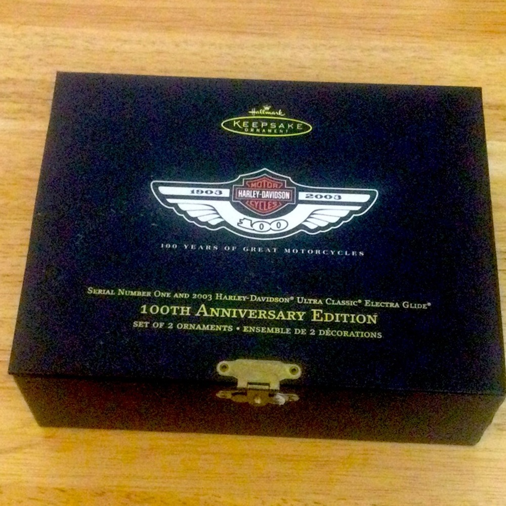 🌞 Harley Davidson 100 year anniversary collectible  2 model ornaments NIB